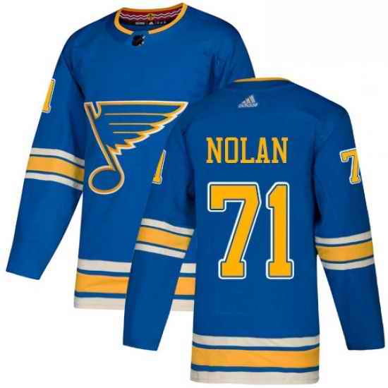 Mens Adidas St Louis Blues #71 Jordan Nolan Authentic Navy Blue Alternate NHL Jersey