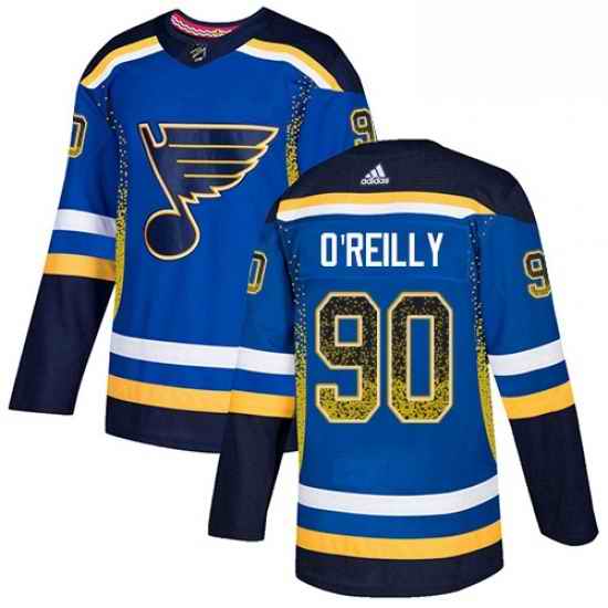 Mens Adidas St Louis Blues #90 Ryan OReilly Authentic Blue Drift Fashion NHL Jerse