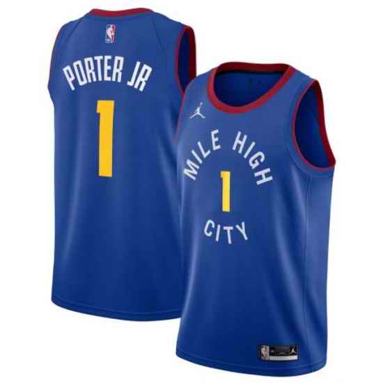 Men Denver Nuggets Jordan Statement #1 Michael Porter Jr Blue Swingman Jersey