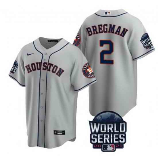 Men Houston Astros #2 Alex Bregman 2021 Gray World Series Cool Base Stitched Baseball Jersey
