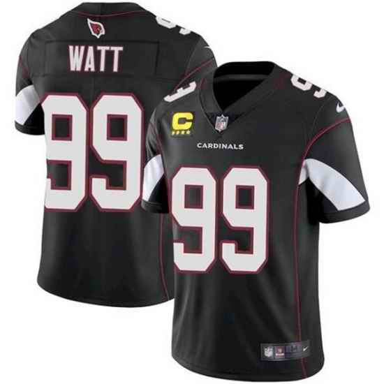 Men Arizona Cardinals 99 J J  Watt 2022 Black With #4 Star C Patch Vapor Untouchable Limited Stitched Jersey