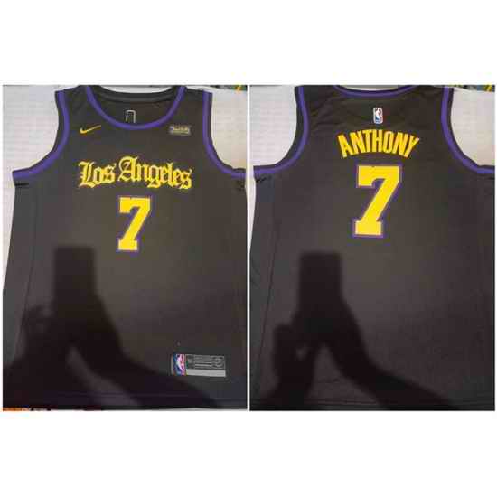 Men Los Angeles Lakers #7 Carmelo Anthony Black Stitched Basketball Jersey