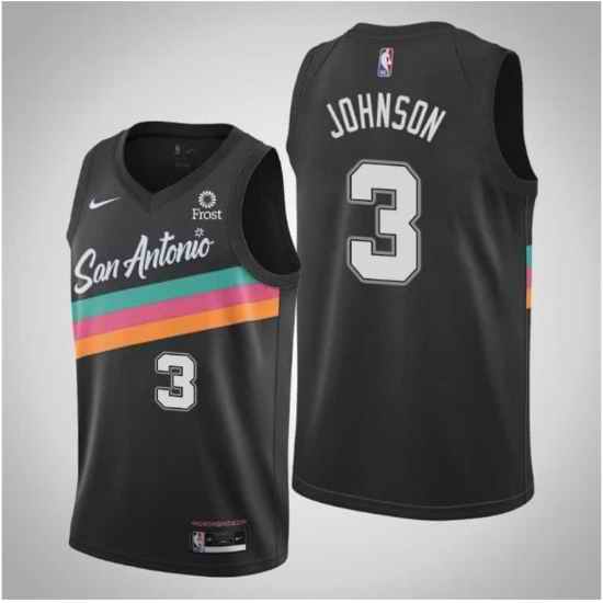 Men San Antonio Spurs #3 Keldon Johnson Black 2021 Nike City Edition Swingman Stitched NBA Jersey With The NEW Sponsor Logo