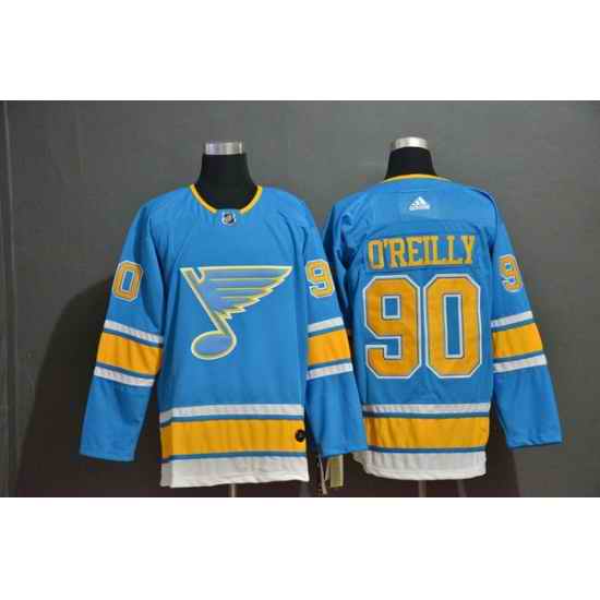 Men St.Louis Blues #90 Ryan O'Reilly Light Blue Adidas Jersey