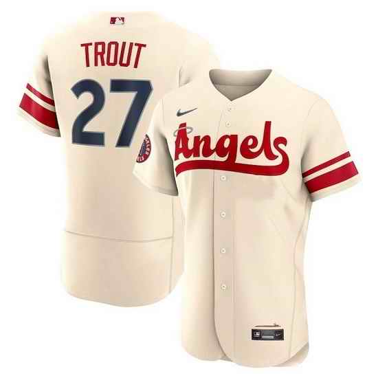 Men Los Angeles Angels #27 Mike Trout 2022 Cream City Connect Flex Base Stitched Jersey