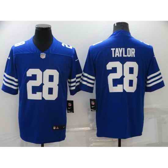 Men Nike Indiana Colts #28 Jonathan Taylor Blue Vapor Untouchable Limited Jersey