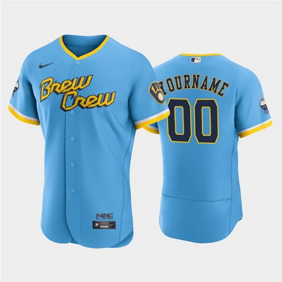 Men Women Youth Milwaukee Brewers Active Player Custom Powder Blue 2022 City Connect Flex Base Stitched MLB Jersey