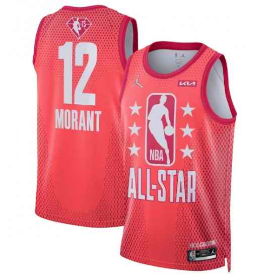 Men 2022 All Star #12 Ja Morant Maroon Stitched Basketball Jerse