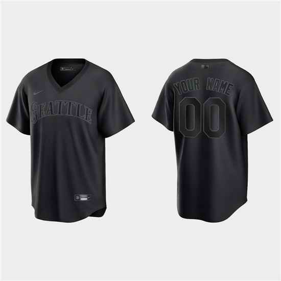 Men Seattle Mariners Active Player Custom Black Pitch Black Fashion Replica Stitched Jersey