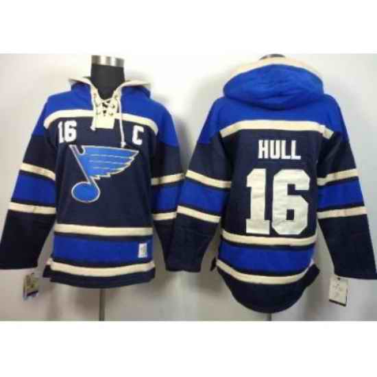 St.Louis Blues #16 Brett Hull Blue Lace-Up NHL Hoodie