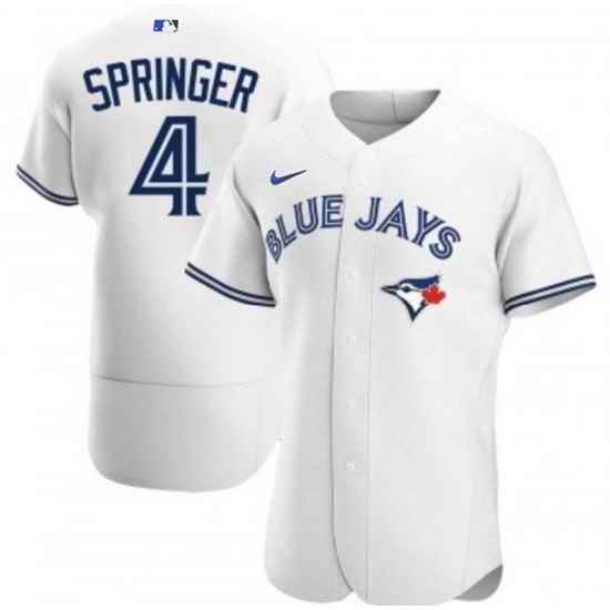 Men Toronto Blue Jays #4 George Springer 2020 White Flex Base Stitched Jerse