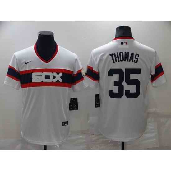 Men Chicago White Sox #35 Frank Thomas Throwback Cool Base Stitched Jerse