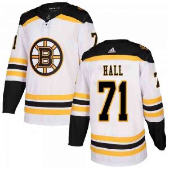 Men Boston Bruins #71 Taylor Hall Adidas Authentic Away White Jersey