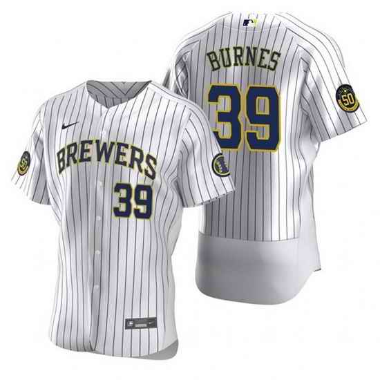 Men Milwaukee Brewers #39 Corbin Burnes White Flex Base Stitched MLB jersey