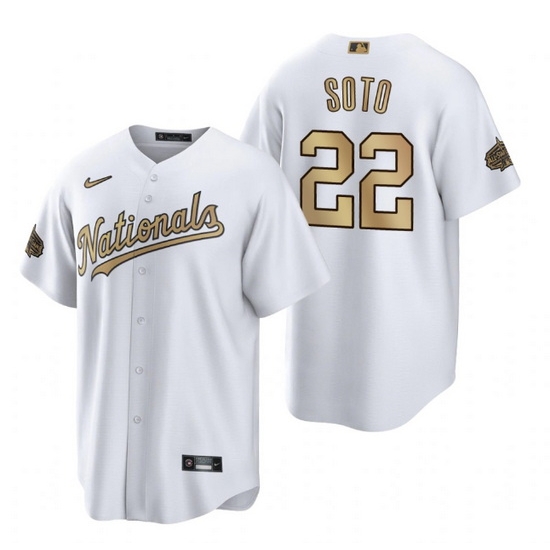 Men Washington Nationals #22 Juan Soto 2022 All Star White Cool Base Stitched Baseball Jersey