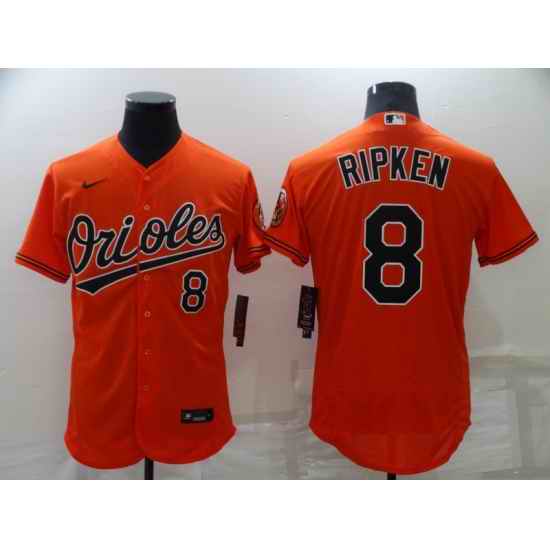 Men Nike Baltimore Orioles #8 Cal Ripken Jr Orange Flex Base Player MLB Jersey