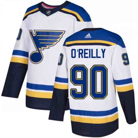 Mens Adidas St Louis Blues #90 Ryan OReilly Authentic White Away NHL Jerse