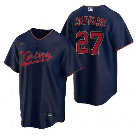Men Minnesota Twins #27 Ryan Jeffers Navy Cool Base Stitched Jerse