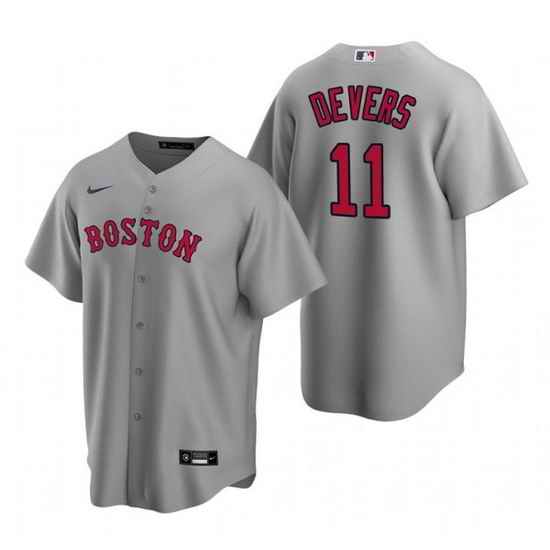 Men Boston Red Sox #11 Rafael Devers Grey Cool Base Stitched Jerse