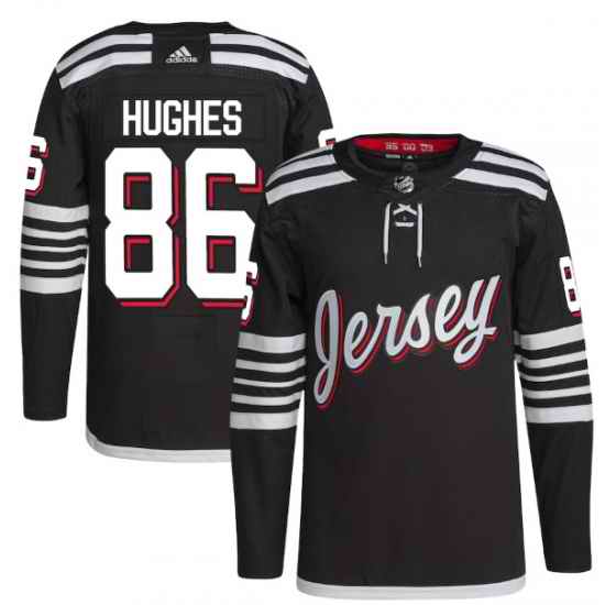 Men New Jersey Devils #86 Jack Hughes 2021 2022 Black Stitched Jersey