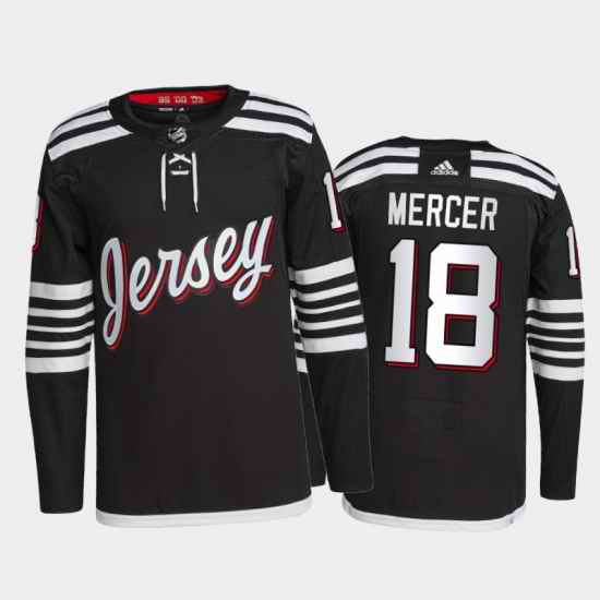 Men New Jersey Devils #18 Dawson Mercer 2021 2022 Black Stitched Jersey