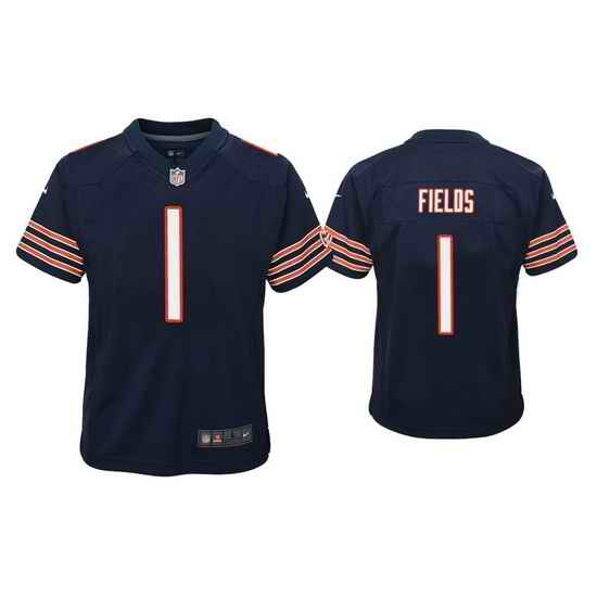 Youth Chicago Bears #1 Justin Fields Navy Jersey