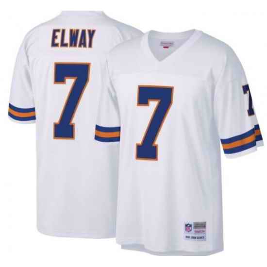 Men Denver Broncos #7 John Elway White M&N Throwback Stitched Jersey