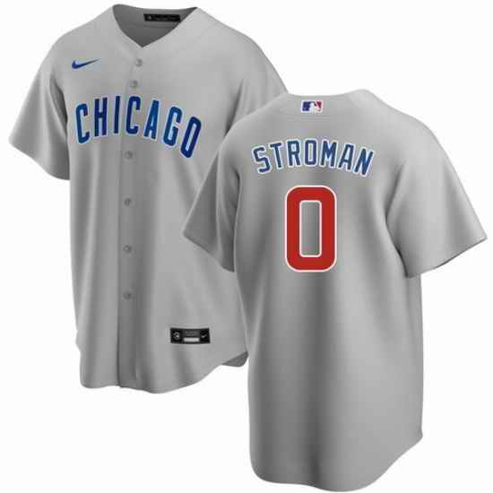 Men Chicago Cubs #0 Marcus Stroman Grey Cool Base Stitched Baseball Jerse