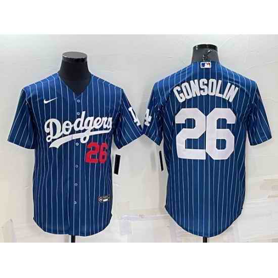 Men Los Angeles Dodgers #26 Tony Gonsolin Navy Cool Base Stitched Baseball Jersey