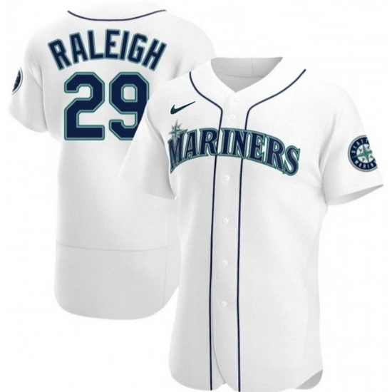 Men Seattle Mariners #29 Cal Raleigh White Flex Base Stitched Jersey