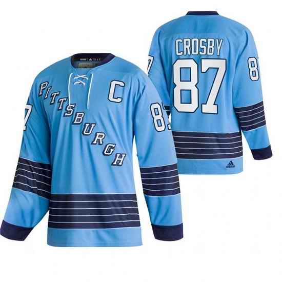 Men Pittsburgh Penguins #87 Sidney Crosby 2022 Blue Classics Stitched jersey