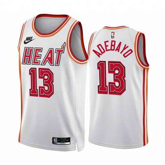 Men Miami Heat #13 Bam Adebayo White Classic Edition Stitched Basketball Jersey