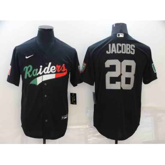 Men Las Vegas Raiders #28 Josh Jacobs Black Mexico Stitched Jersey