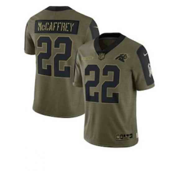 Youth Carolina Panthers #22 Christian McCaffrey Nike Olive 2021 Salute To Service Limited Player Jersey