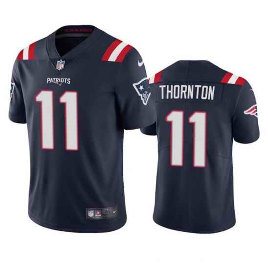 Men New England Patriots #11 Tyquan Thornton Navy Vapor Untouchable Limited Stitched Jersey