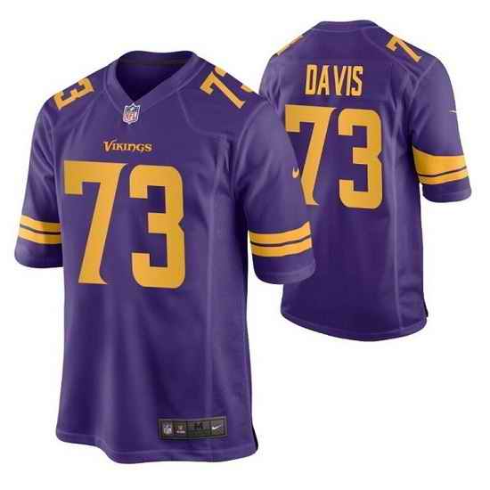 Men Minnesota Vikings #73 Jesse Davis Purple Color Rush Stitched Jersey
