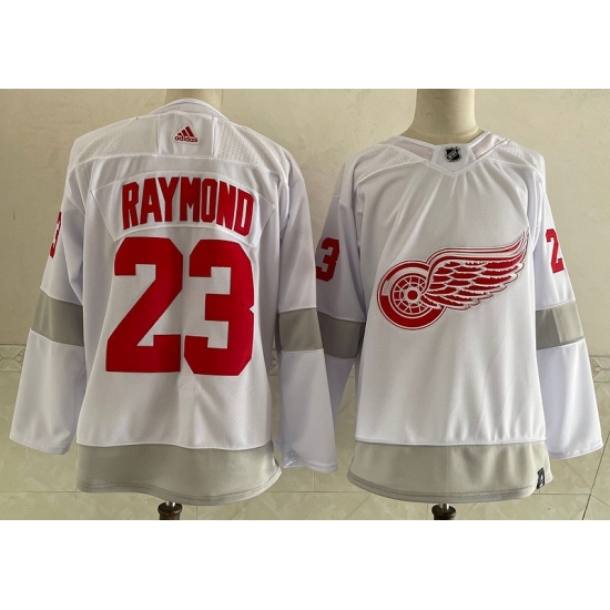 Red Wings 23 Lucas Raymond White 2020 #21 Reverse Retro Adidas Jersey