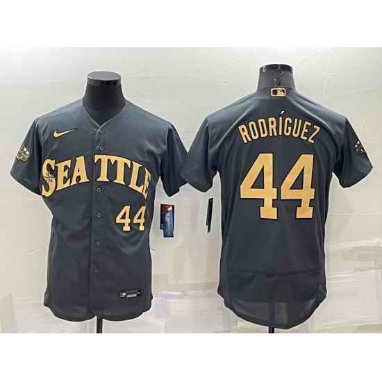 Men Seattle Mariners #44 Julio Rodr EDguez 2022 All Star Charcoal Flex Base Stitched Jersey