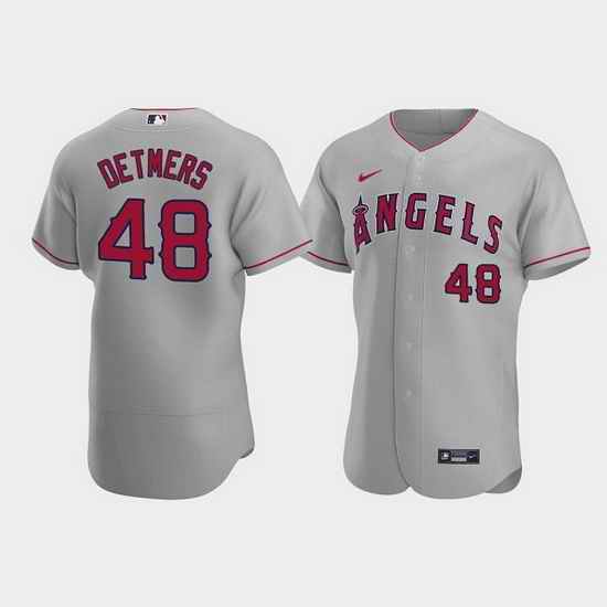 Men Los Angeles Angels #48 Reid Detmers Grey Flex Base Stitched Jerse