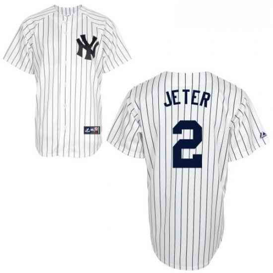 Youth Majestic New York Yankees #2 Derek Jeter Authentic White Name On Back MLB Jersey