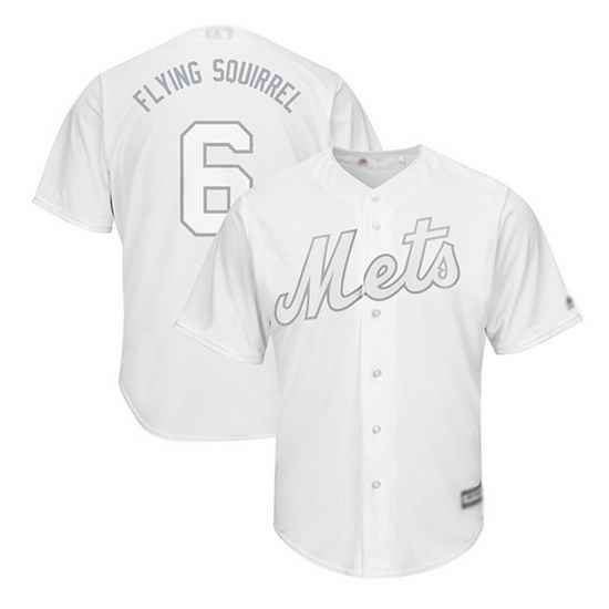 Men New York Mets #6 Jeff McNeil Flying Squirrel White Cool Base Stitched Baseball jersey