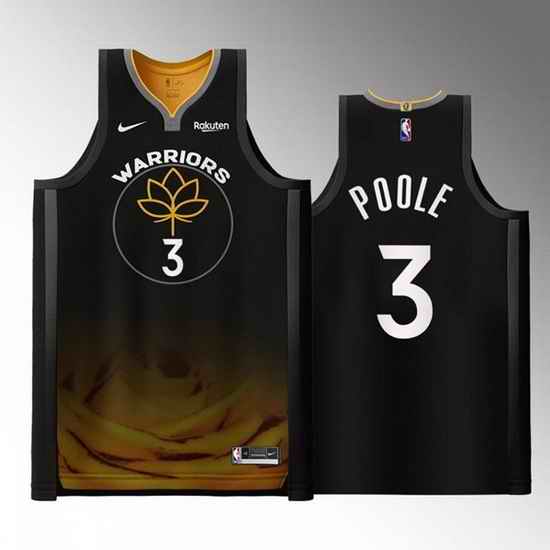 Men Golden State Warriors #3 Jordan Poole 2022 2023 Black City Edition Stitched Basketball Jersey