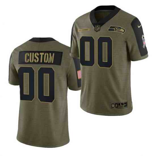 Men Women Youth Toddler  Seattle Seahawks ACTIVE PLAYER Custom 2021 Olive Salute To Service Limited