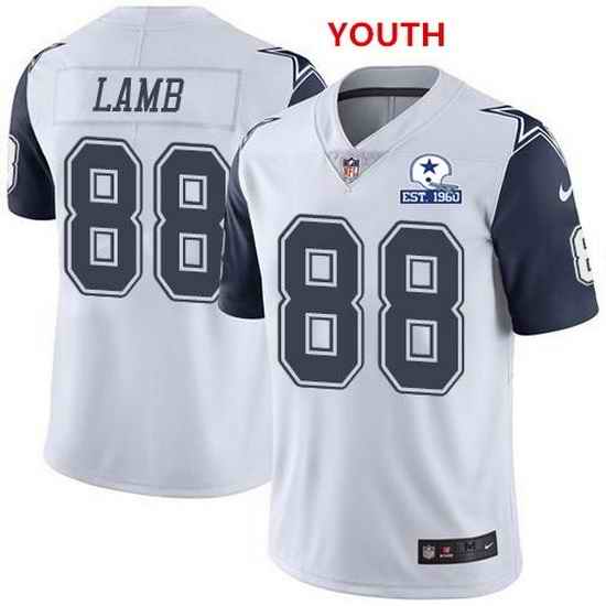 Youth Nike Dallas Cowboys #88 CeeDee Lamb Rush With Established In 1960 Patch Jersey