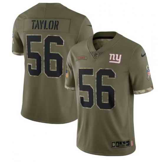 Men New York Giants #56 Lawrence Taylor Olive 2022 Salute To Service Limited Stitched Jersey