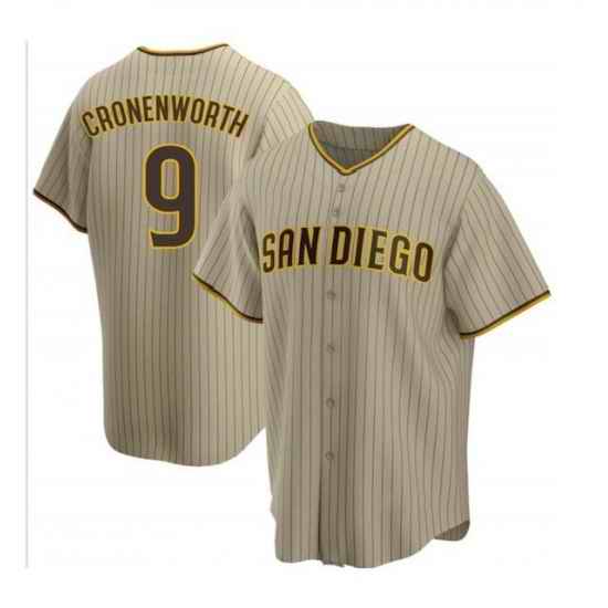 Men San Diego Padres #9 Jake Cronenworth Brown Cool Base Stitched Jerse