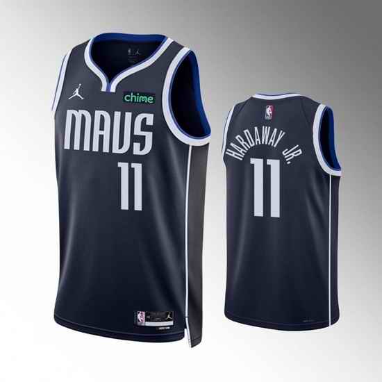 Men Dallas Mavericks #11 Tim Hardaway Jr  Navy Statement Edition Stitched Basketball Jersey