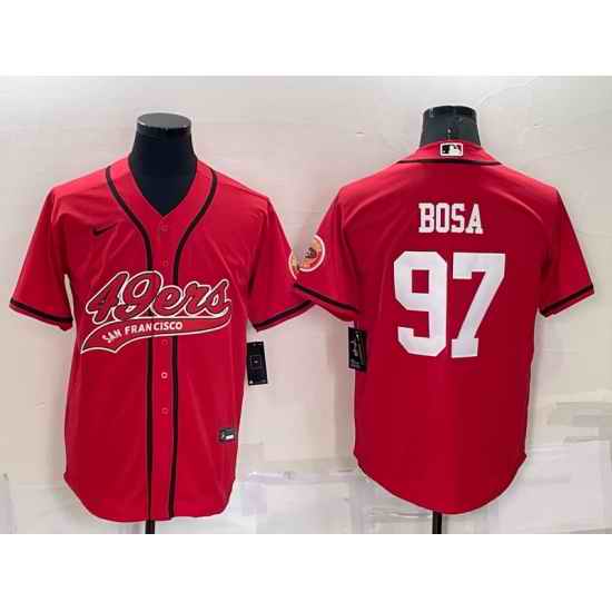 Men San Francisco 49ers #97 Nick Bosa Red Cool Base Stitched Baseball Jersey