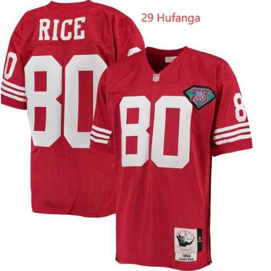 Men 49ers #29 Hufanga M&N Red Throwback Stitched Jersey