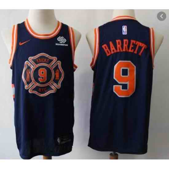 Youth New York Knicks #9 R.J. Barrett Navy City Edition Jersey